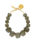 Big Organic Shaped Necklace Light Olive Marble - Vanessa Baroni