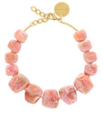 Big Organic Shaped Necklace Peach Marble - Vanessa Baroni