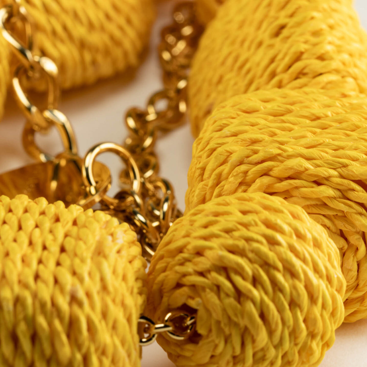 Raffia Organic Shaped Necklace yellow