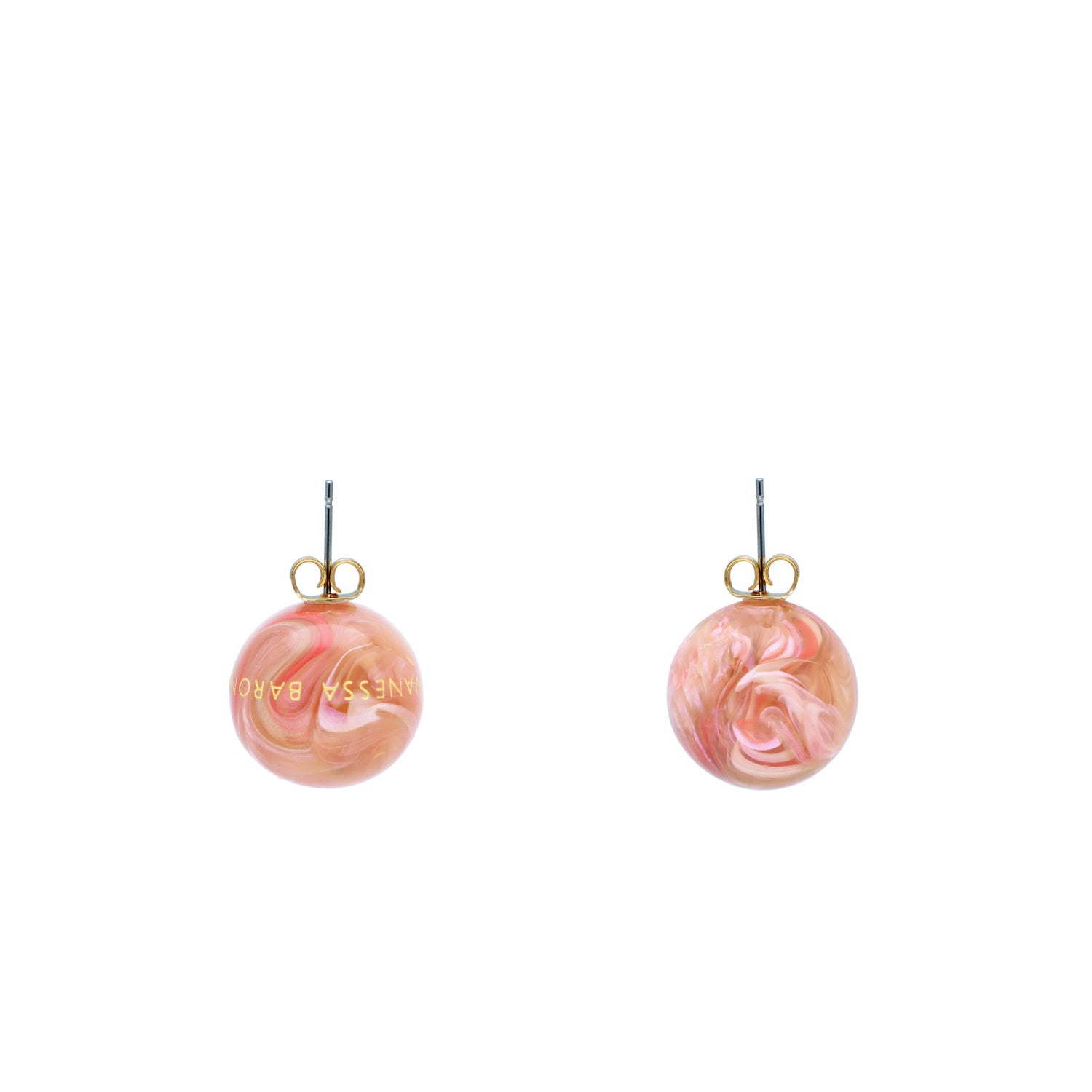 Small Dot Earring Peach Marble