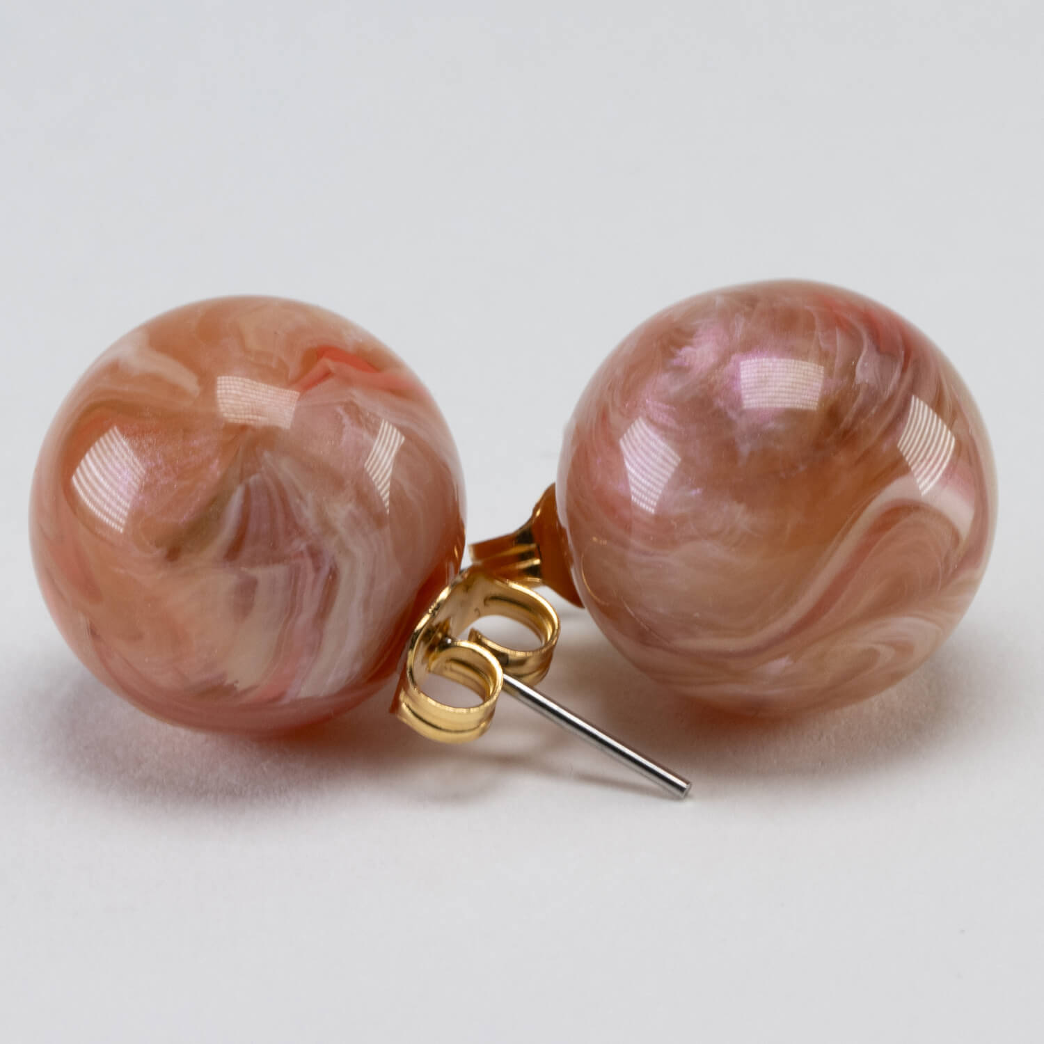 Small Dot Earring Peach Marble