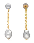 Hanging Organic Pearl Earring Grey Pearl - Vanessa Baroni