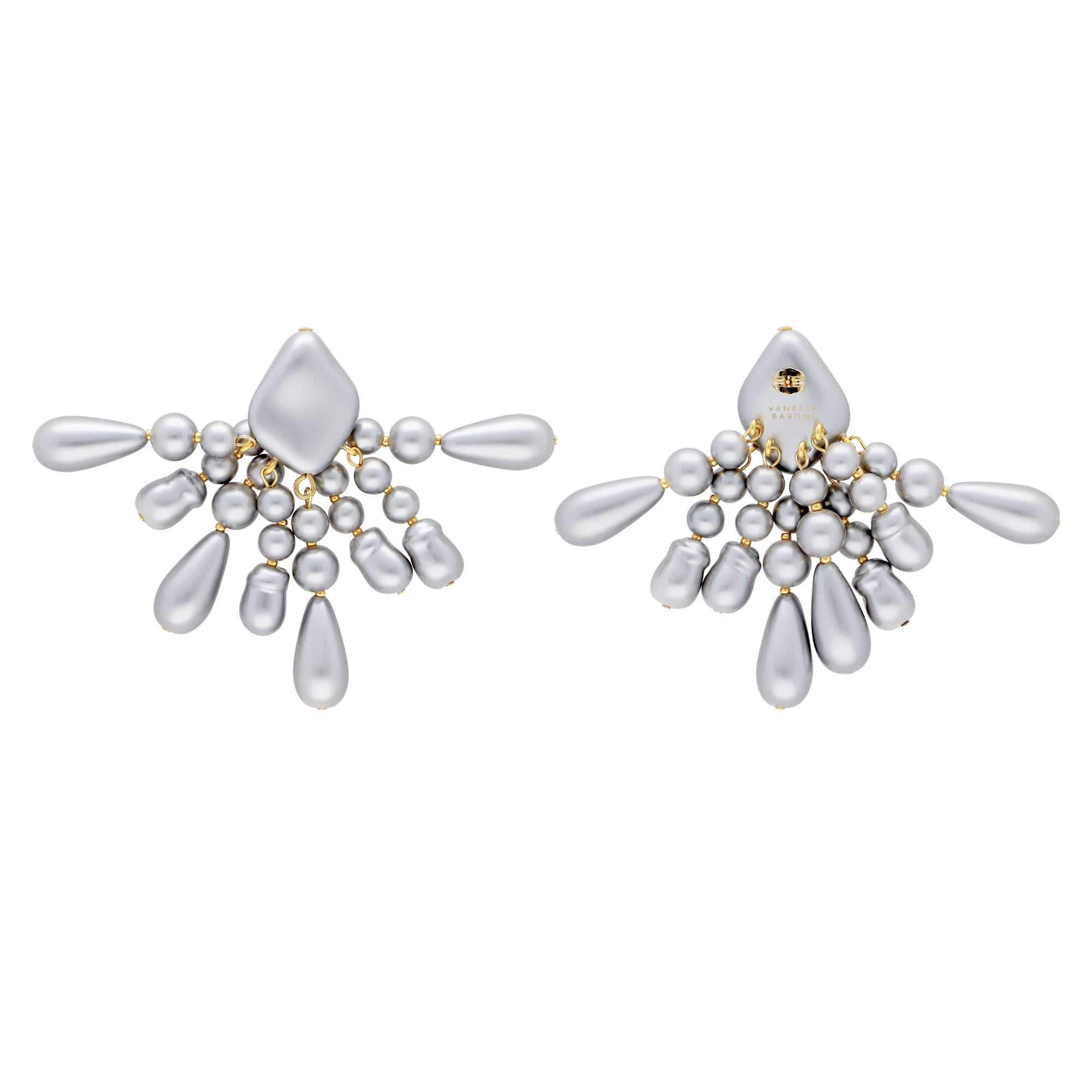 Chandelier Pearl Earring Grey Pearl - Vanessa Baroni