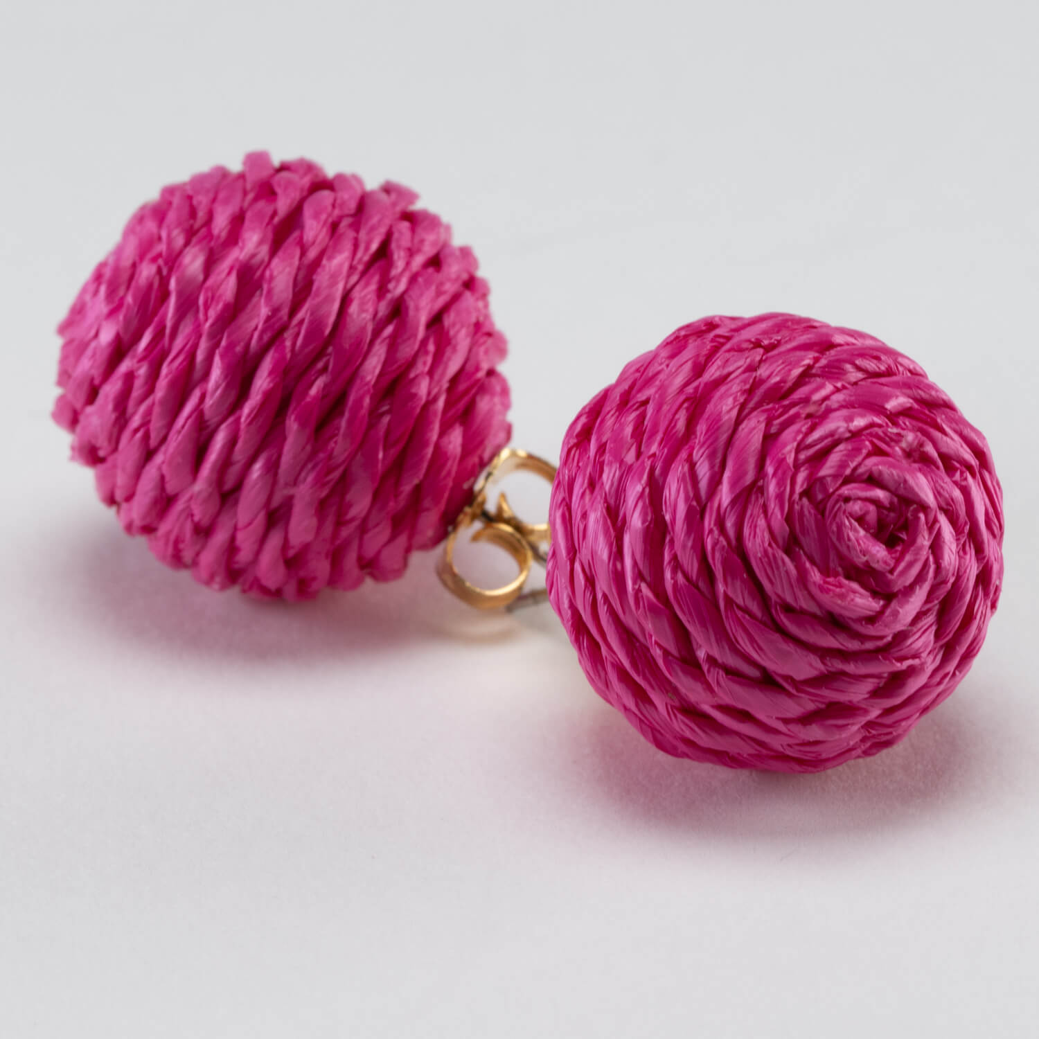 Raffia Dot Earring Fuchsia