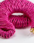 Raffia Big Moon Earring Fuchsia - Vanessa Baroni