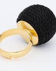 Wrapped Beads Ring Black - Vanessa Baroni