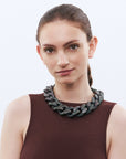 BIG Flat Chain Necklace Green Marble