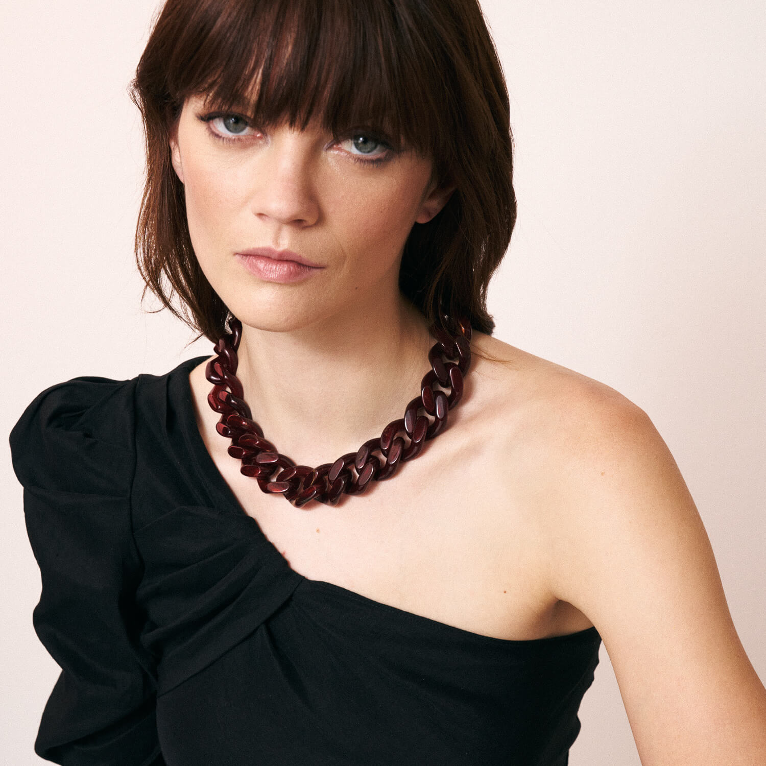 Flat Chain Necklace Bordeaux Marble - Vanessa Baroni