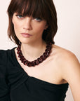 Flat Chain Necklace Bordeaux Marble - Vanessa Baroni