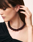 Small Beads Necklace Short Bordeaux Marble - Vanessa Baroni