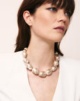 Big Organic Pearl Necklace Short Champagner Pearl - Vanessa Baroni