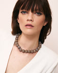 Small Beads Necklace Short Greige Marble - Vanessa Baroni