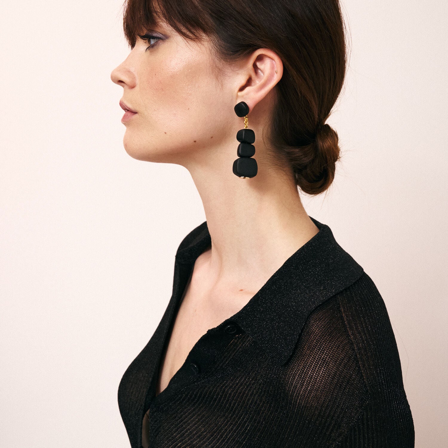 Organic Shaped Earring Matt Black - Vanessa Baroni