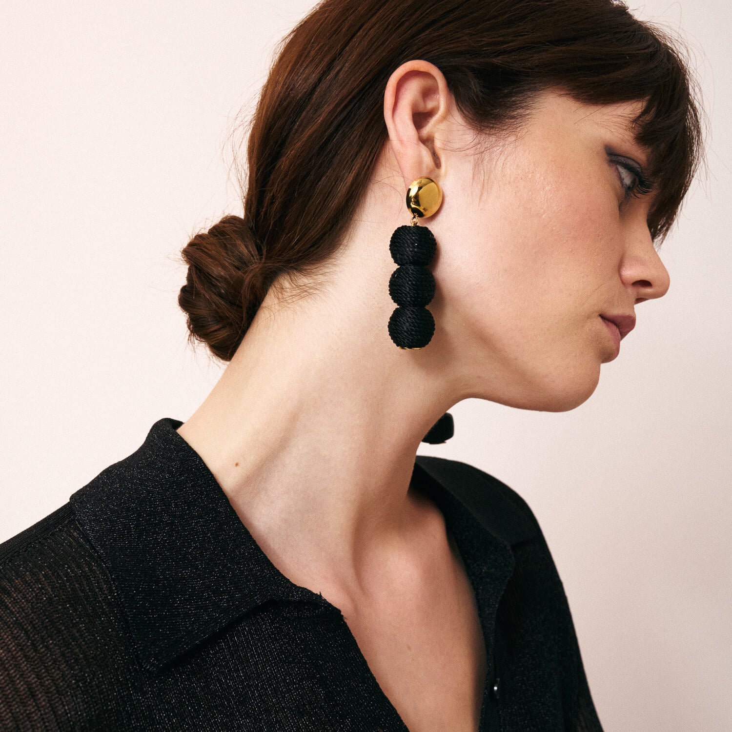 Wrapped Small Beads Earring Black - Vanessa Baroni