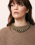 Flat Chain Necklace Light Olive Marble - Vanessa Baroni