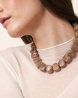 Small Organic Shaped Necklace Biancone Marble