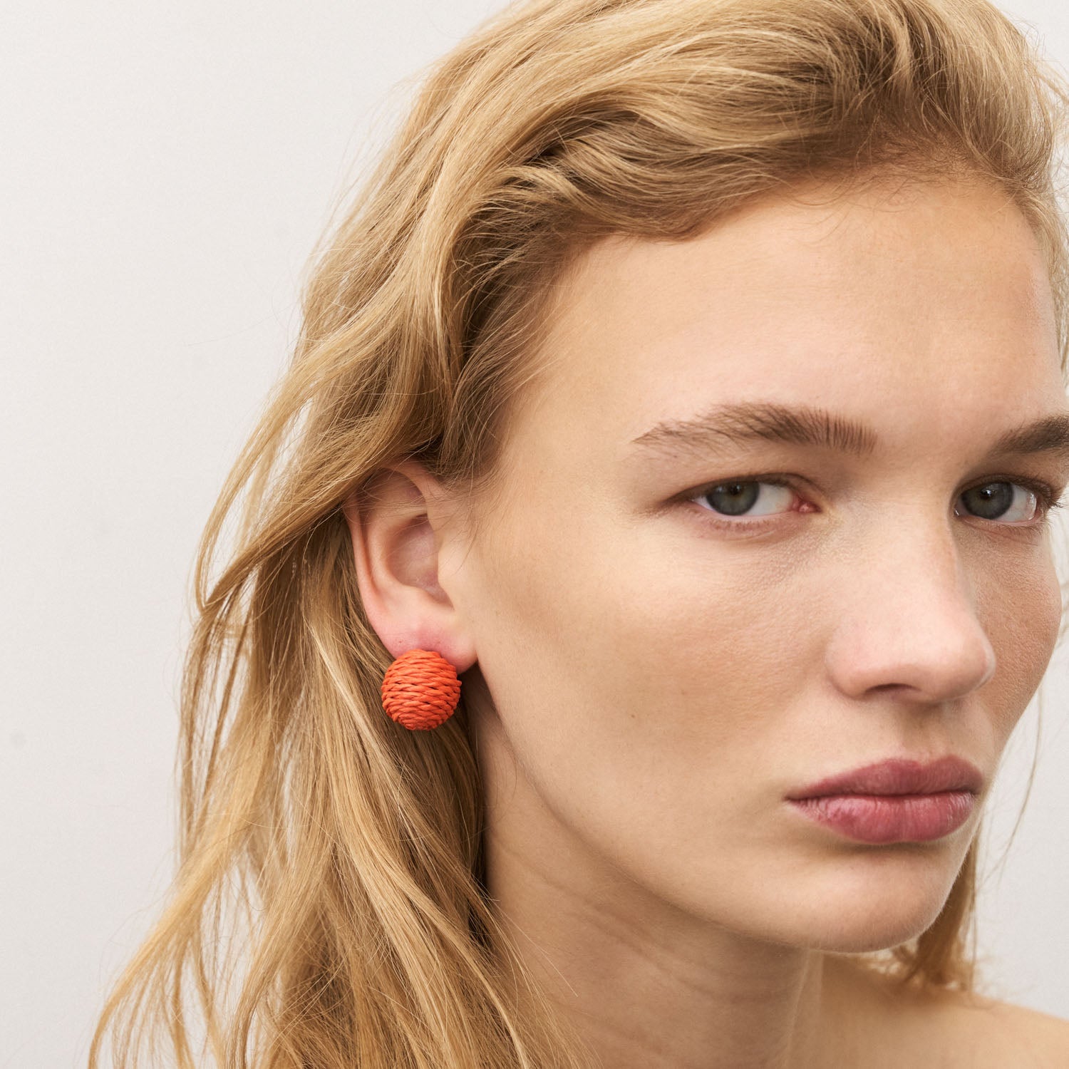 Raffia Dot Earring Orange