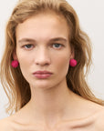 Raffia Dot Earring Fuchsia