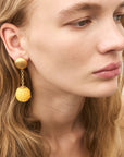 Hanging Raffia Dot Earring Yellow - Vanessa Baroni