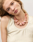 Big Organic Shaped Necklace Peach Marble - Vanessa Baroni