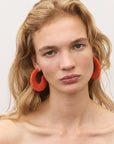 Raffia Big Moon Earring Orange - Vanessa Baroni