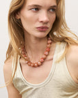 Small Beads Necklace Short Peach Marble - Vanessa Baroni