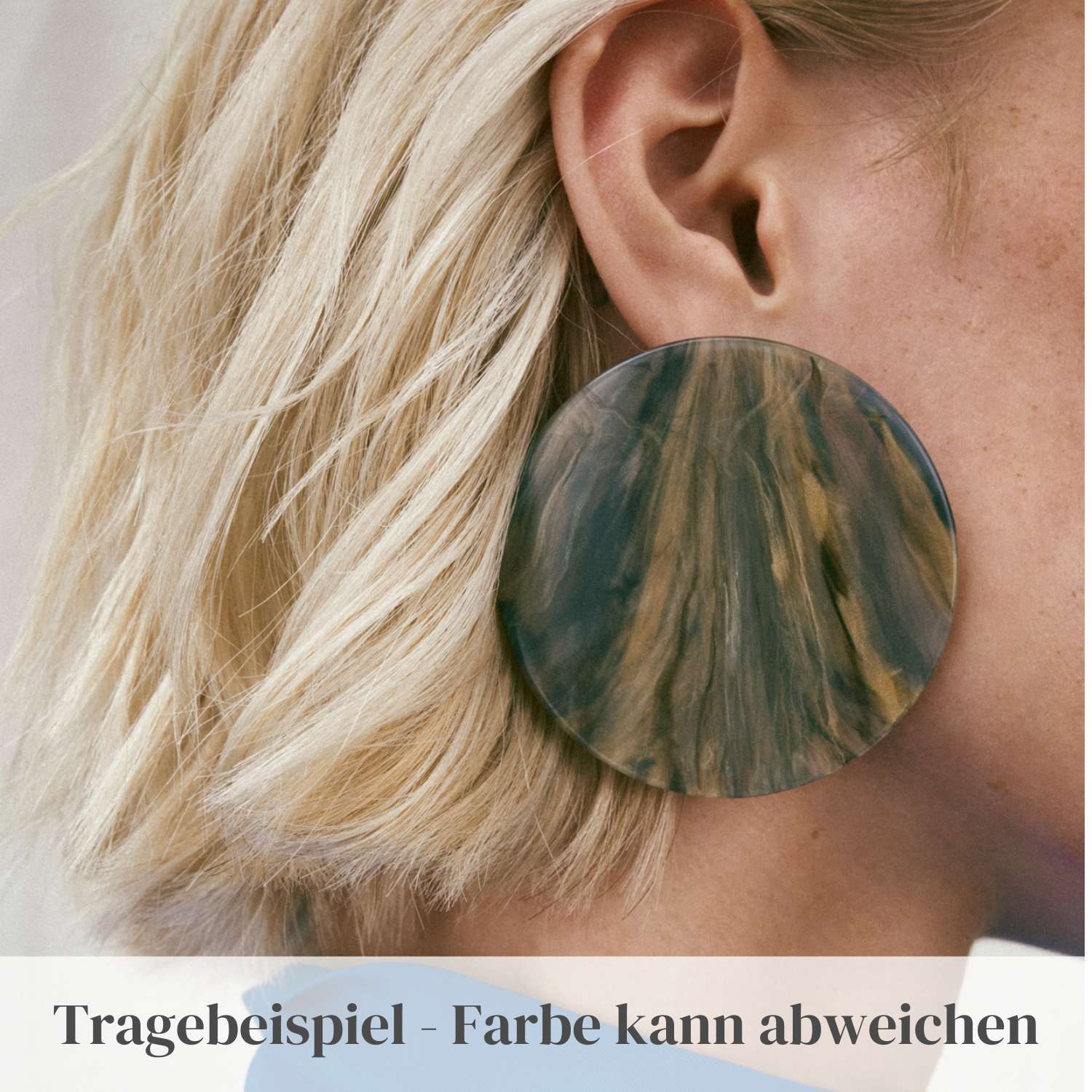 Disc Earring Grey Marble