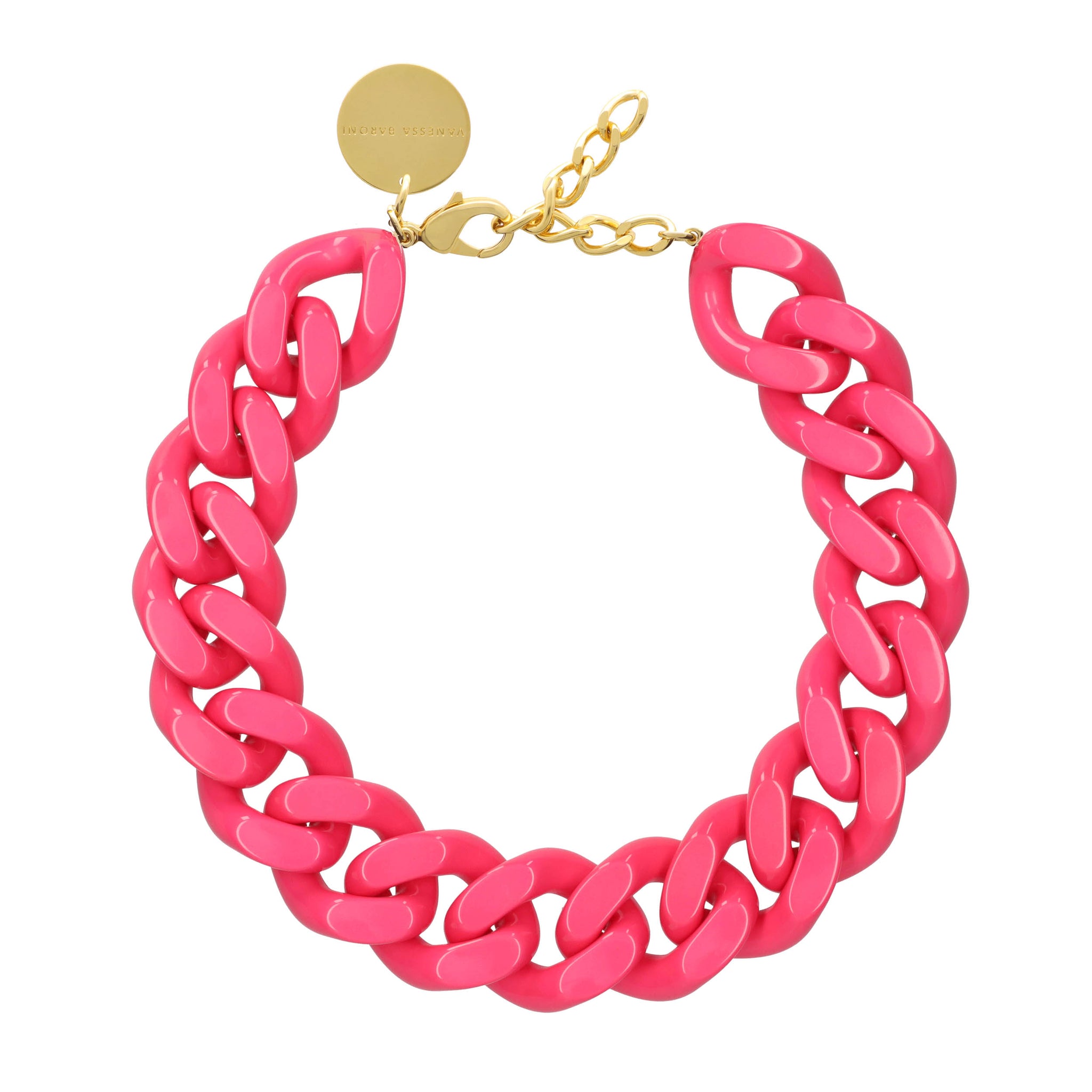 Pink Chunky Chain Necklace, Chain Link Statement Necklace