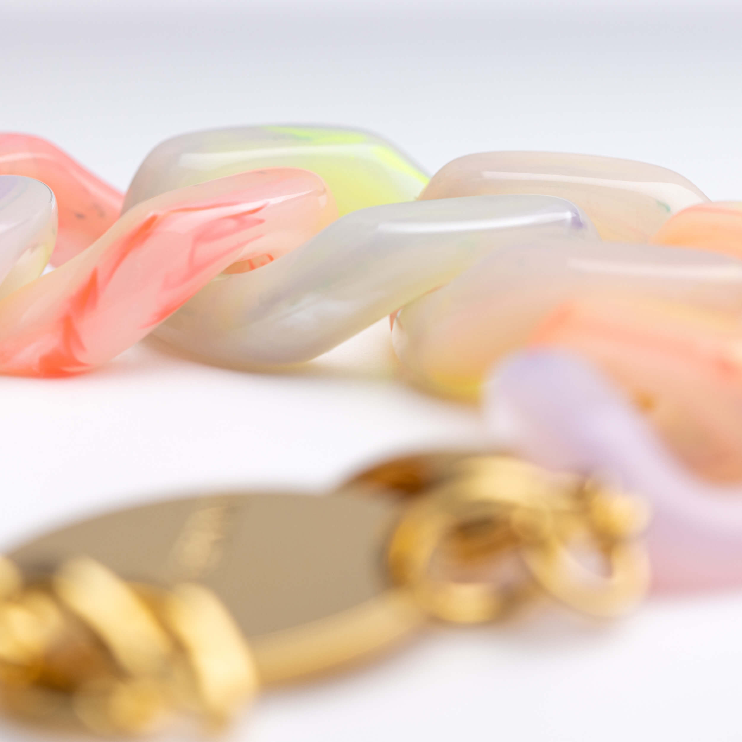Pastel Rainbow Chain Link Necklace Bracelet Set Macaron Color