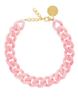 Flat Chain Necklace Neon Pink Marble