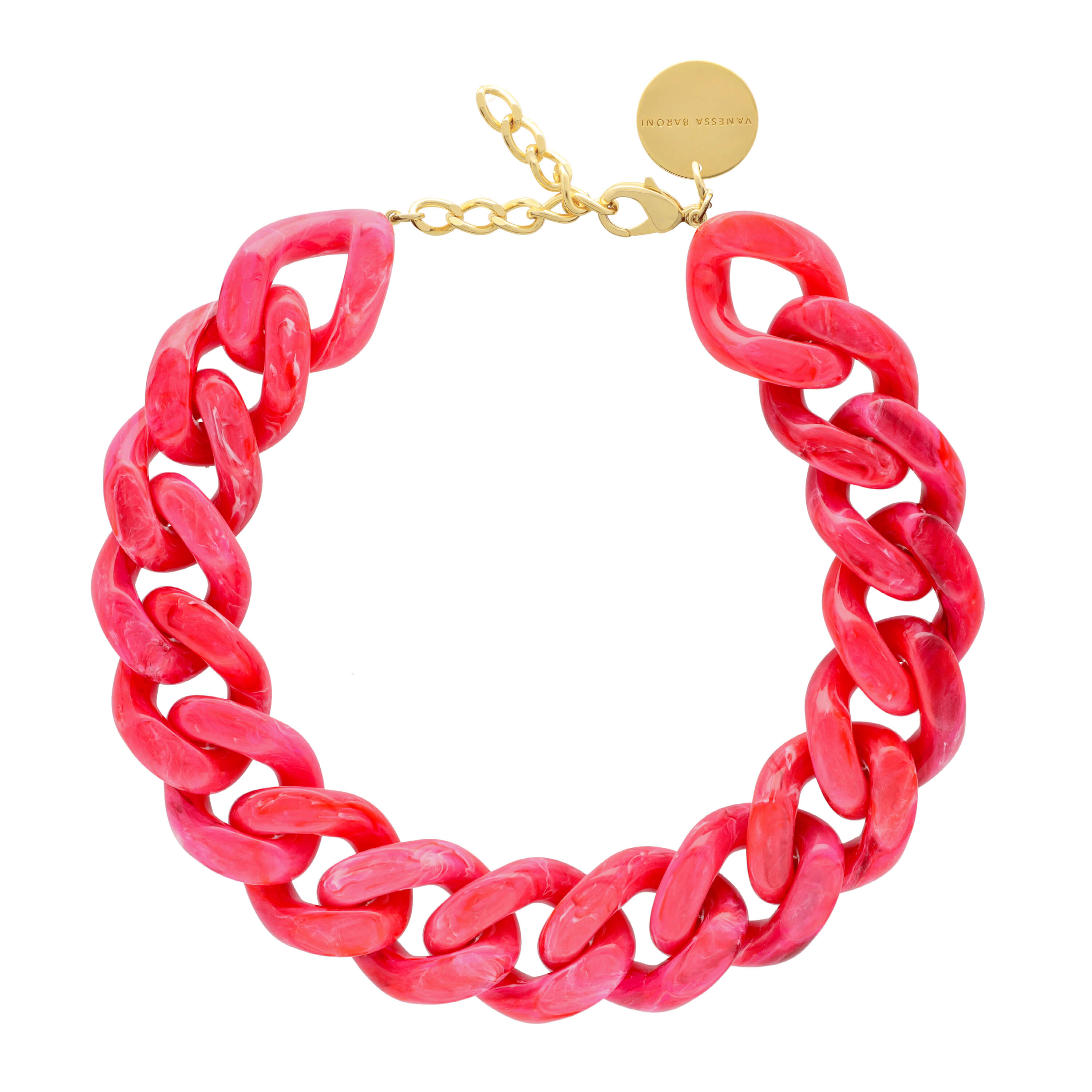 Pink Chunky Chain Necklace, Chain Link Statement Necklace