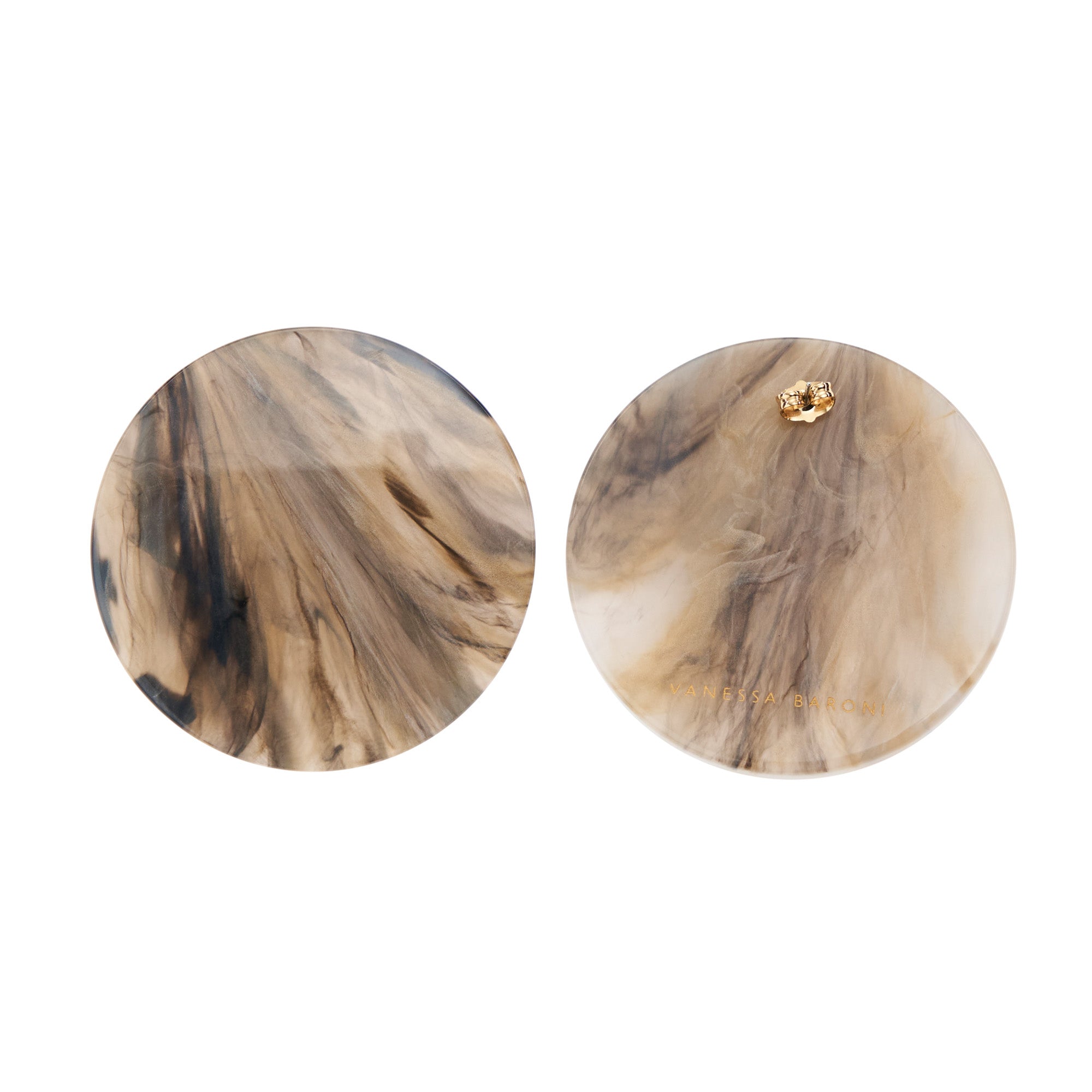 Disc Earring Grey Marble