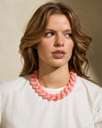 Flat Chain Necklace Neon Pink Marble