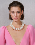 BIG Flat Chain Necklace Pearl Marble - Vanessa Baroni